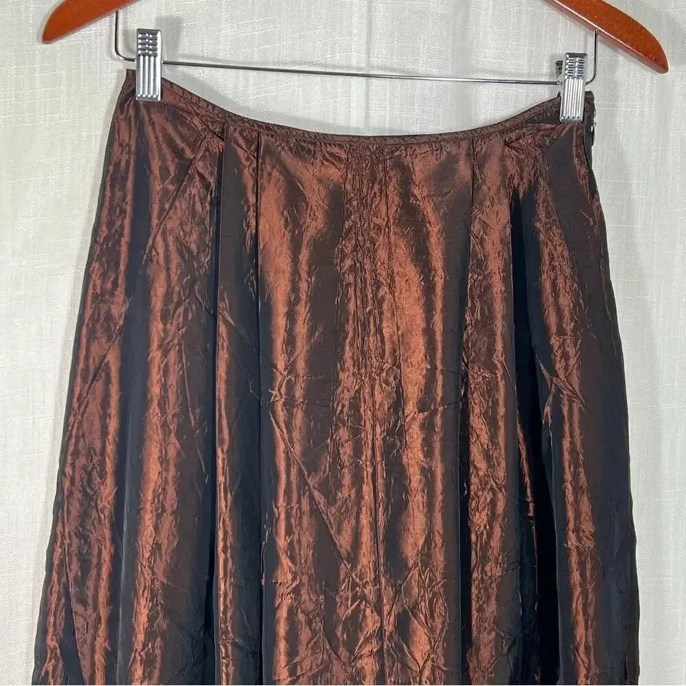 Vita Di Moda Metallic Golden Amber Copper Shimmer Event Skirt Size Small